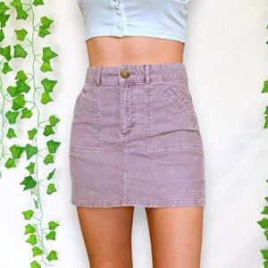 Pastel purple lavender corduroy high waisted mini skirt